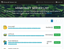 Tablet Screenshot of minecraftserverslist.net